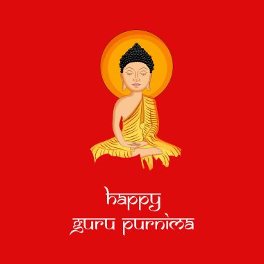 Guru Purnima Festivali Hindistan'da vesilesiyle mutlu Guru Purnima metinle om kutsal ses çizimi