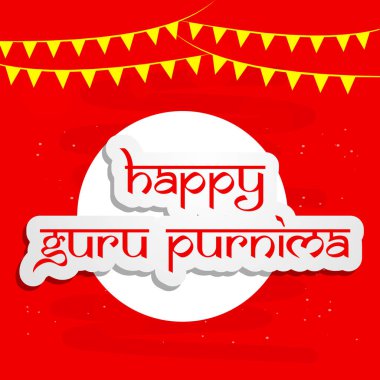 Guru Purnima Festivali Hindistan'da vesilesiyle mutlu Guru Purnima metinle om kutsal ses çizimi