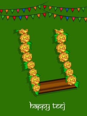 Arka plan illüstrasyon dini festival vesilesiyle için Teej Hindistan'da kutladı.