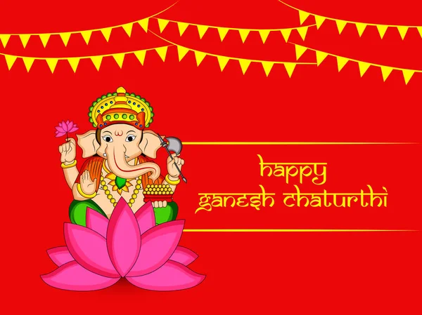 Illust Hindu Deus Ganesh Com Feliz Ganesh Chaturthi Texto Por — Vetor de Stock