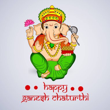 Hindu Tanrı Ganesh illüstrasyon Hindu festivali Ganesh Chaturthi vesilesiyle mutlu Ganesh Chaturthi metinle 