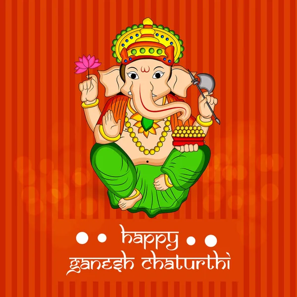 Ilustración Del Dios Hindú Ganesh Con Texto Feliz Ganesh Chaturthi — Archivo Imágenes Vectoriales