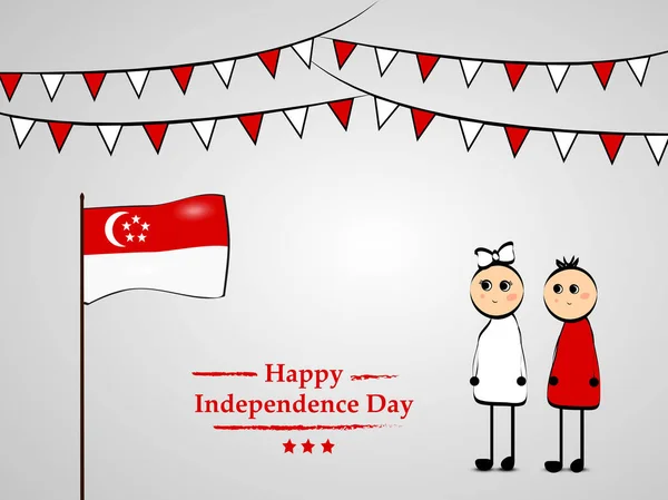 Иллюстрация Фона Дню Независимости Сингапура — стоковый вектор