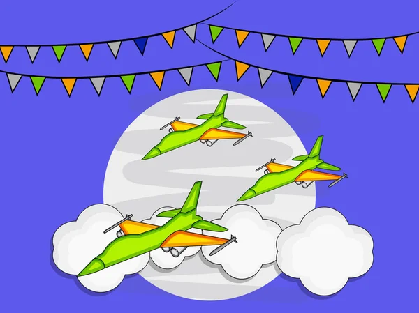 Illustration Éléments Contexte Journée Aviation Indienne Illustration Avion Avec Texte — Image vectorielle