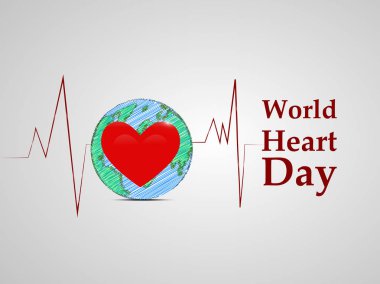 Dünya Kalp Günü Arkaplanı elementlerinin gösterimi. Dünya Kalp Günü vesilesiyle Dünya Kalp Günü metni