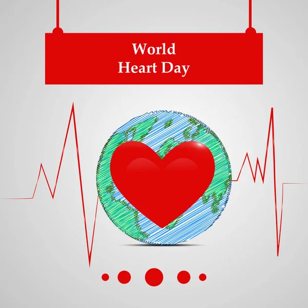 Dünya Kalp Günü Arkaplanı Elementlerinin Gösterimi Dünya Kalp Günü Vesilesiyle — Stok Vektör