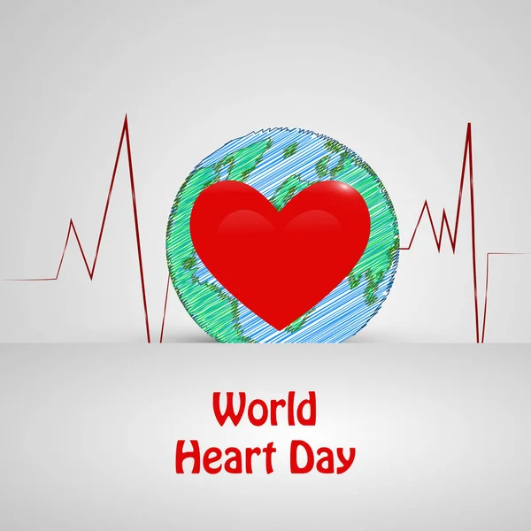 Dünya Kalp Günü Arkaplanı Elementlerinin Gösterimi Dünya Kalp Günü Vesilesiyle — Stok Vektör