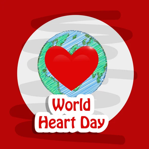 Illustration Delar World Heart Day Bakgrund Illustration Hjärtat Med World — Stock vektor