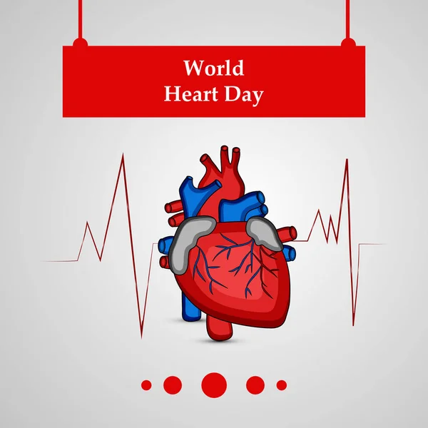 Απεικόνιση Στοιχείων Του Φόντου Της Παγκόσμιας Ημέρας Καρδιάς Απεικόνιση Της — Διανυσματικό Αρχείο