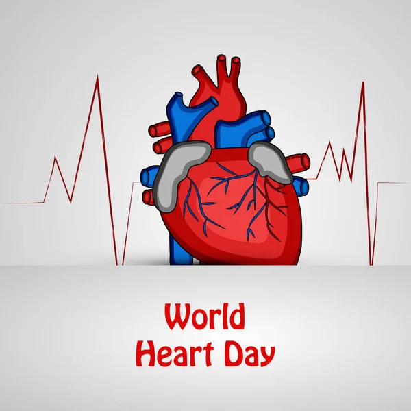 Иллюстрация Элементов Фона Всемирного Дня Сердца Иллюстрация Сердца Текстом Всемирного — стоковый вектор
