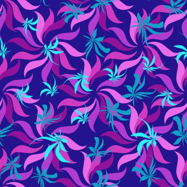 kumaş tekstil üzerinde parlak soyut tarzı mavi neon arka plan baskı esrar yaprakları dikişsiz doku hediyelik ürünler plastik torbalar kapsar