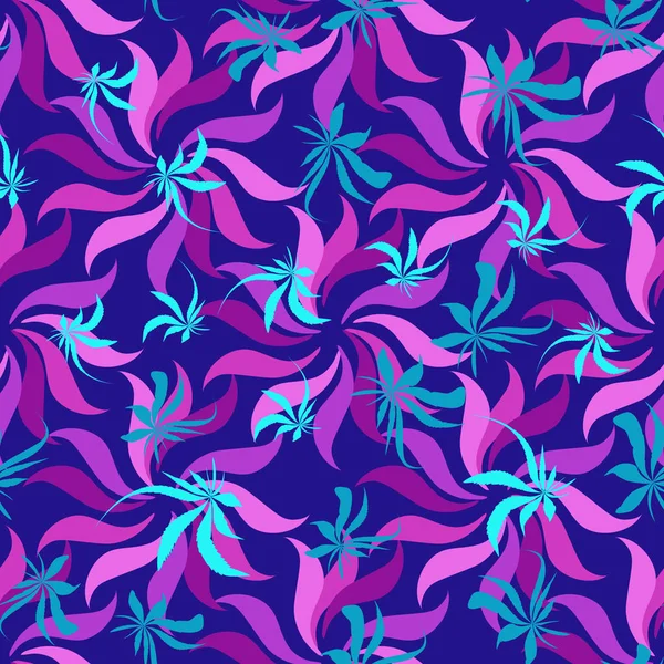 kumaş tekstil üzerinde parlak soyut tarzı mavi neon arka plan baskı esrar yaprakları dikişsiz doku hediyelik ürünler plastik torbalar kapsar