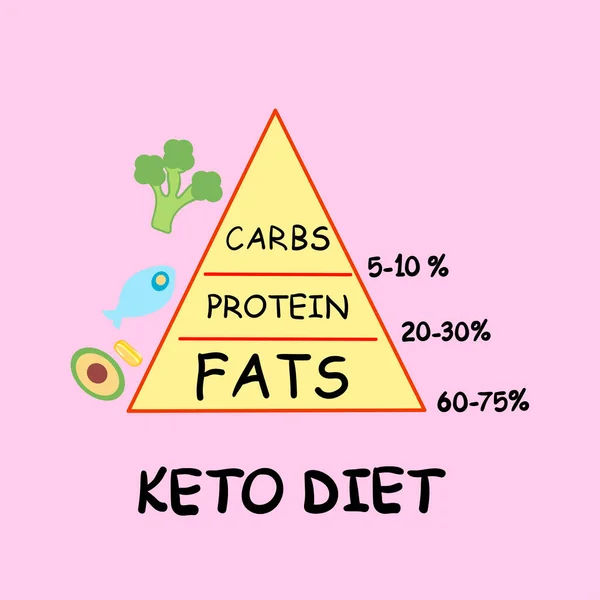 Keto diet pyramid infographic vector illustration, for use in advertising for the banner of nutrition — Stock Vector