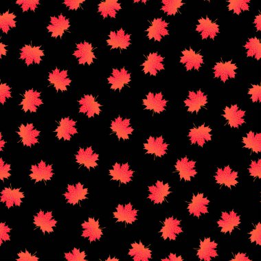 Kırmızı akçaağaç, siyah arkaplanda parlak bir şekil vektör süsü bırakır