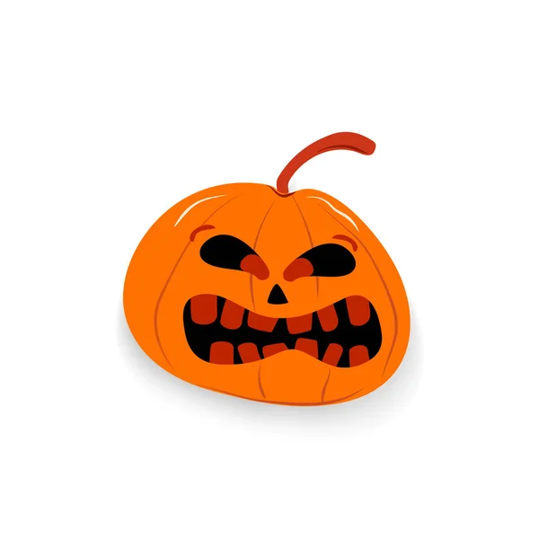 Сердитая тыква с эмоциями кусает другую тыкву, персонаж Хэллоуина, изолированный векторный символ — стоковый вектор
