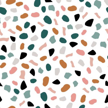 Terrazzo dikişsiz desen, taş parçaları, kuvars mermer parçaları. İtalyan Venedik mozaiği.