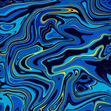 Altın eğimli mermer mavi desen. Vektör sıvı dokusu..