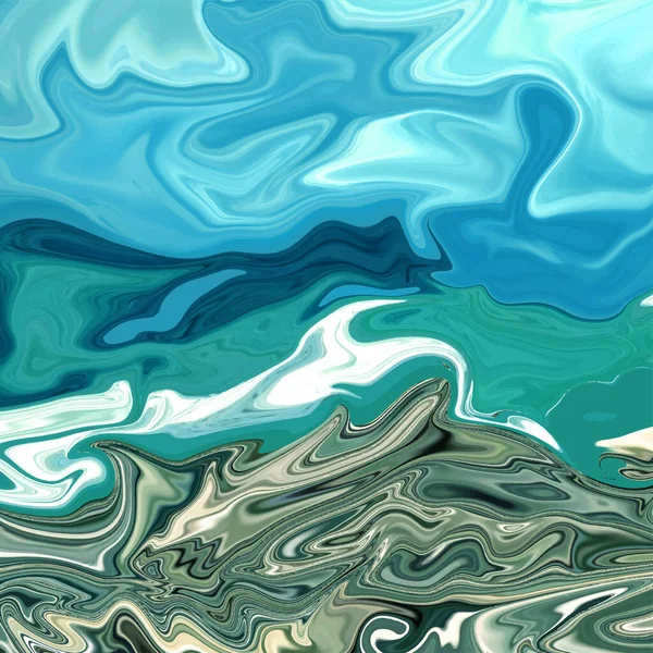 Flüssiger Marmor Textur Hintergrund blau Ozean Meereswellen — Stockvektor