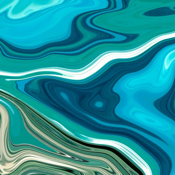 Flüssiger Marmor Textur Hintergrund blau Meer azurblaue Wellen natürliches Design — Stockvektor