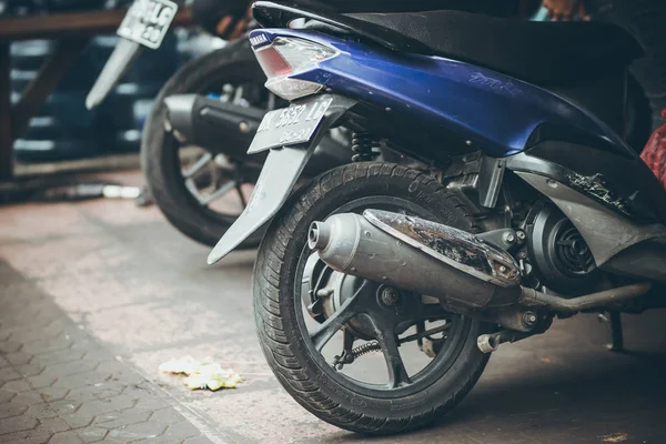 Scooter moped tire closeup. Motorbike wheel.