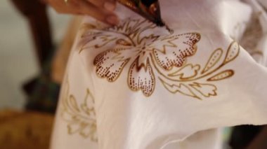 Batik yapmak için tekstil çizime ağda ayrıntı. Bali Adası.