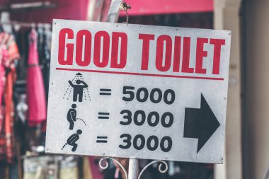 Tuvalet klasik basit tasarım el yapımı ahşap iz yatay bir görünüm vermek yön için Bali Wc..