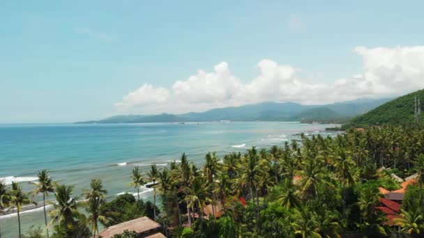 Prachtige luchtfoto drone video van tropisch strand op het eiland Bali. — Stockvideo