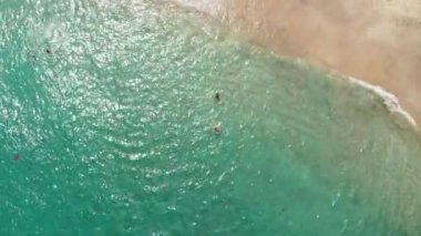 Bali Adası tropik sahilde çarpıcı havadan uçak video.