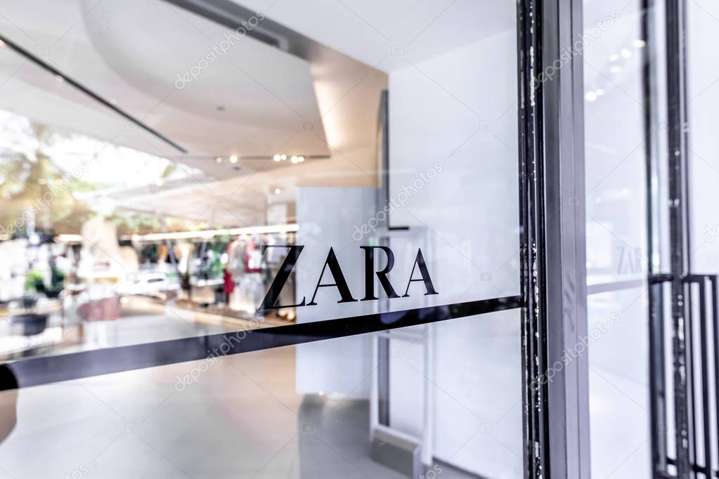 BALI, INDONESIA - FEBRAURY 19, 2019: Zara store in south Kuta, Beachwalk shopping mall, Bali island.