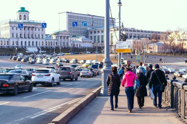 Moskova, Rusya - 31 Mart 2019: kırmızı kare görünümü, kırmızı kare alan, Moscow city.