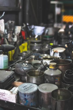 Moskova, Rusya - 20 Nisan 2019: Endüstriyel boyalar. Sanayi, boya, iş, renk.