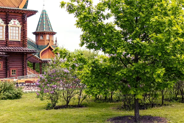 MOSCOU, RUSSIE - 15 MAI 2019 : Maison en bois dans le parc Kolomna . — Photo