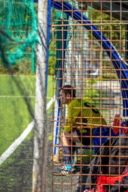 Moskova, Rusya - 24 Ağustos 2019: Oyunda futbolcular. Moskova Amatör Ligi.