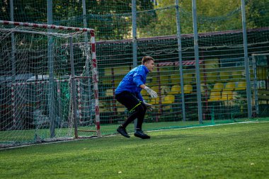 Moskova, Rusya - 24 Ağustos 2019: Oyunda futbolcular. Moskova Amatör Ligi.