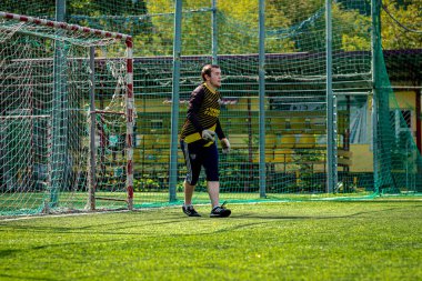 Moskova, Rusya - 24 Ağustos 2019: Oyunda futbolcular. Moskova Amatör Ligi.