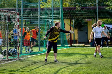 Moskova, Rusya - 24 Ağustos 2019: Oyunda futbolcular. Moskova Amatör Ligi.