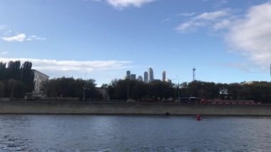 Moskova, Rusya - 14 Eylül 2019: Cityscape, Moskova nehri manzarası.