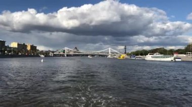 Moskova, Rusya - 14 Eylül 2019: Cityscape, Moskova nehri manzarası.