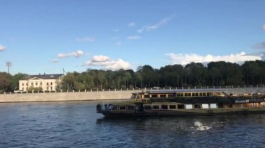 Moskova, Rusya - 14 Eylül 2019: Cityscape, Moskova nehri manzarası.