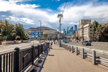 MOSCOW, RUSSIA - 27 Temmuz 2020: Moskova City gökdelenleri mimari kompleksi.