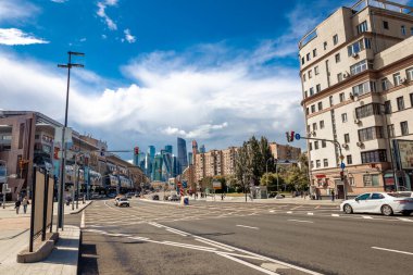 MOSCOW, RUSSIA - 27 Temmuz 2020: Moskova City gökdelenleri mimari kompleksi.