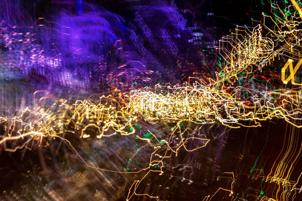 Urban galaxy. Original light painting, long exposure. Abstract photography.