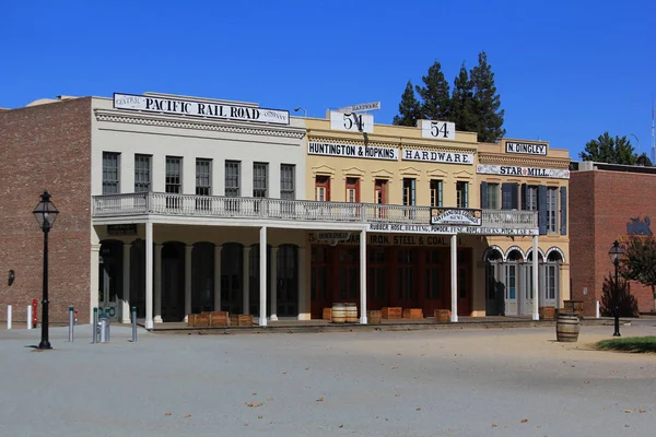 Vitrines Historiques Bois Dans Vieux Quartier Central Des Affaires Sacramento — Photo