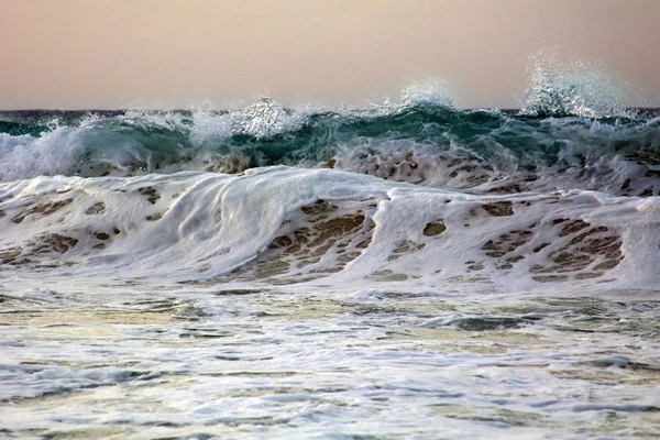 Vague Écrase Sur Rivage Mer Des Caraïbes — Photo