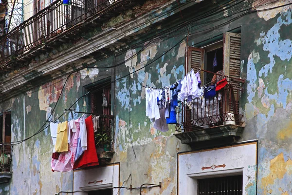 Lavandería Colgante Para Secar Balcón Habana Cuba —  Fotos de Stock