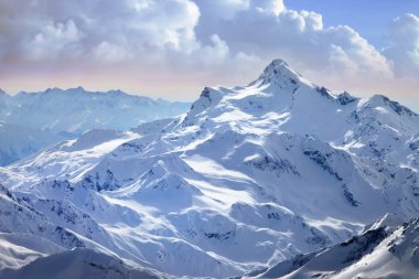 View on Elbrus Mount - the highest point of Europe clipart