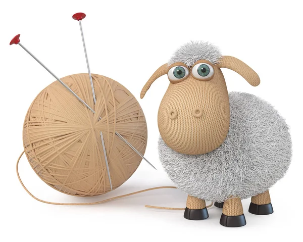 ウール 図とんでもない羊の球と イラスト草食とフワフワの農場の動物 — ストック写真