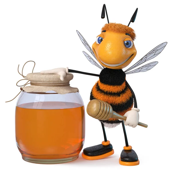 Illustration Farmer Insekt Produziert Honig Illustration Hummel Lustige Cartoon Figur — Stockfoto