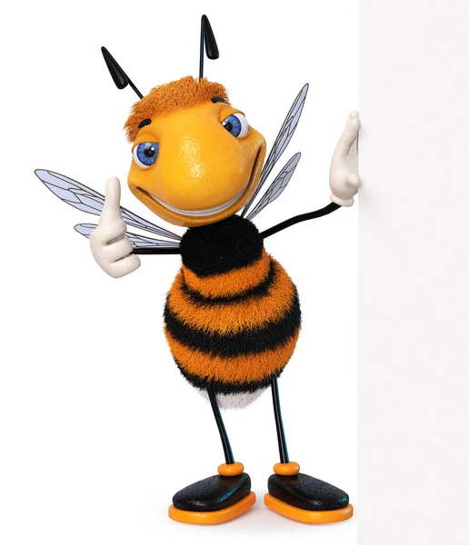 Illustrazione Strisce Insetto Pubblicizza Merci Dolci Illustrazione Bumblebee Con Poster — Foto Stock