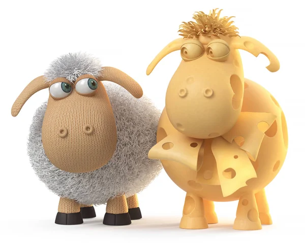 Illustration Relation Mutuelle Entre Deux Moutons Illustration Moutons Ridicules — Photo